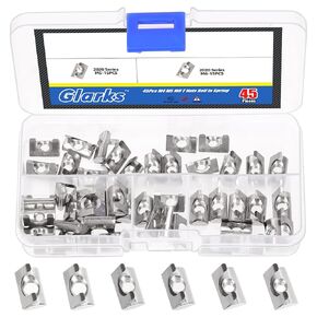 Glarks 41pcs M4/M5/M6/M8 40 SeriesT Nuts Roll in Spring Kit, Carbon Steel T Nut with Springs Sheet, Silver Spring T Nut, Half Round Roll T-Nuts, European Standard 4040 Series for Aluminum Profile in Kuwait