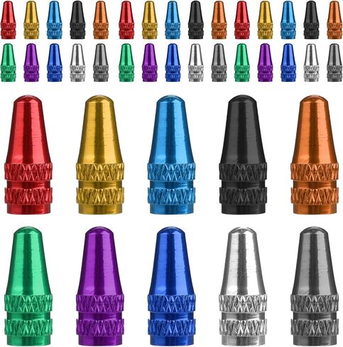 Presta Valve Caps, 40 Pcs Colorful Bicycle Valve Stem Caps Aluminum Bike Tire Cap for MTB Road Racing Bicycle in Kuwait