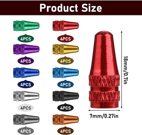 Presta Valve Caps, 40 Pcs Colorful Bicycle Valve Stem Caps Aluminum Bike Tire Cap for MTB Road Racing Bicycle in Kuwait