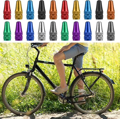 Presta Valve Caps, 40 Pcs Colorful Bicycle Valve Stem Caps Aluminum Bike Tire Cap for MTB Road Racing Bicycle in Kuwait