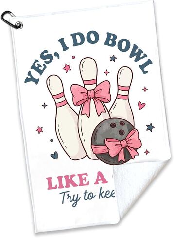 منشفة رياضية مطبوعة من مزيج القطن والبوليستر من Yes I Do Bowl Like A Girl مع مشبك، وإكسسوارات بولينج مضحكة للنساء والفتيات، وهدايا بولينج لمحبي البولينج in Kuwait