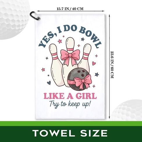 منشفة رياضية مطبوعة من مزيج القطن والبوليستر من Yes I Do Bowl Like A Girl مع مشبك، وإكسسوارات بولينج مضحكة للنساء والفتيات، وهدايا بولينج لمحبي البولينج in Kuwait