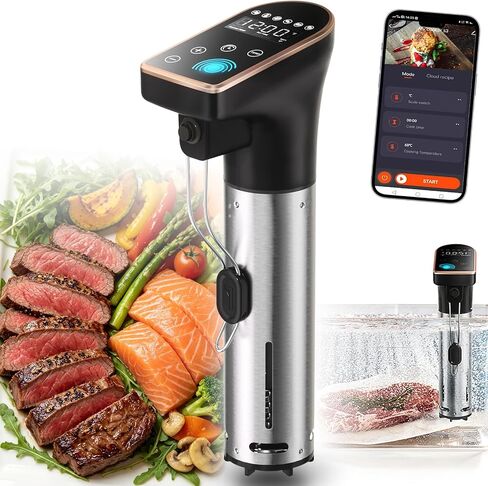 آلات الطبخ الدقيقة Sous Vide بقدرة 1300 واط (2.4 جيجا واي فاي)، جهاز توزيع غمر مقاوم للماء بدرجة IPX7، محرك جديد هادئ بدون فرش، 6 إعدادات مسبقة بلمسة واحدة، وجبات شهية بدون جهد in Kuwait