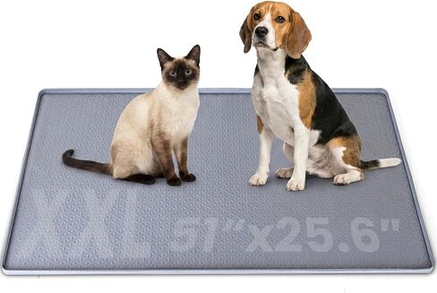 Silicone Cat Litter Mat, XXL 51''×25.6'' Litter Box Mat, Waterproof Floor Mat for Pets, Litter Trapping, Easy to Clean, Soft on Paws (Dark Grey) in Saudi Arabia