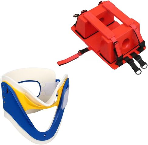 Life-Saving Board for Lifeguards, Foldable Spine Board Stretcher Backboard, Plastic Water Floating Back Boards, Weight Capacity 159Kg / 350Lb,Four Fold (Fixator + Neck Collar) in Kuwait