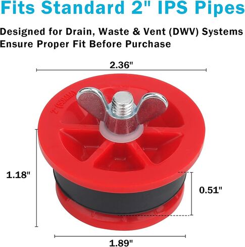 قابس اختبار ميكانيكي IPS مقاس 2 بوصة - قابس أنبوب التمدد لاختبار ضغط السباكة وختم أنابيب الصرف المؤقتة - قابل لإعادة الاستخدام للخدمة الشاقة (3 عبوات) in Kuwait