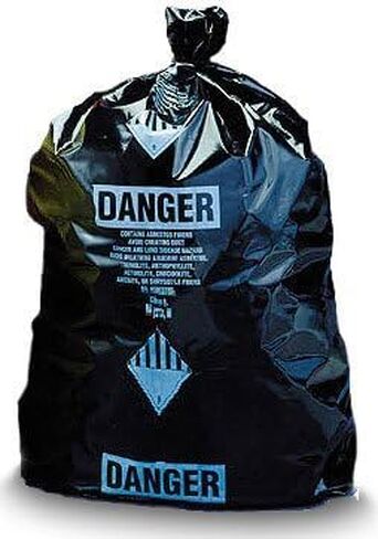 Burial Asbestos Disposal Bags, 33 x 50-6 Mil., Black, PRINTED, 75 bags/roll in Kuwait