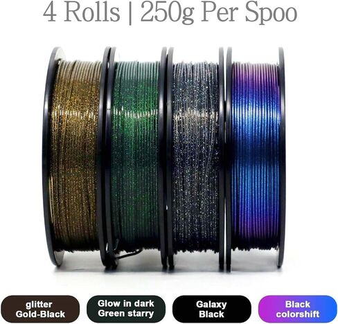 خيوط طابعة ثلاثية الأبعاد 1.75 مم Filajoy3D دقة أبعاد الطباعة +/- 0.02 مم لمعظم طابعات FDM ثلاثية الأبعاد، 4 × 250 جرام بكرات لطابعات FDM in Kuwait