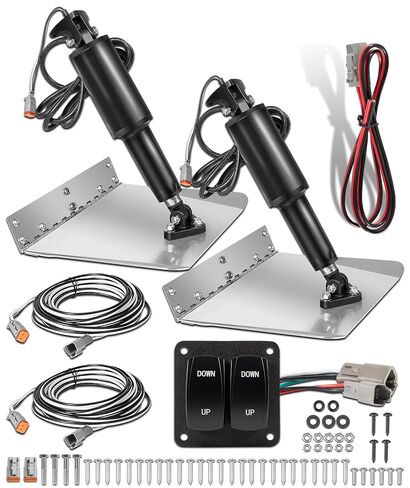 15101-104 9" X 12" Standard Boat Trim Tab Kit, 12V Electric Trim Tabs with Double Rocker Switch Fits for 16-25 ft Boats in Kuwait