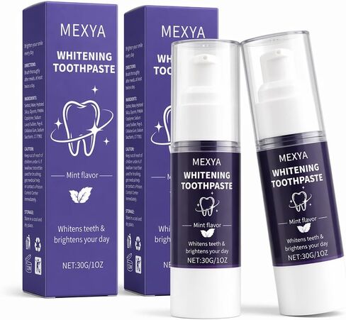 Purple Toothpaste, Color Correcting, 2 Pack, 30ml Each | Fresh mint formula in two compact tubes for home, work, travel, and daily brightening routines in Kuwait