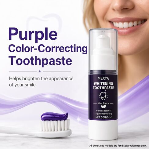 Purple Toothpaste, Color Correcting, 2 Pack, 30ml Each | Fresh mint formula in two compact tubes for home, work, travel, and daily brightening routines in Kuwait