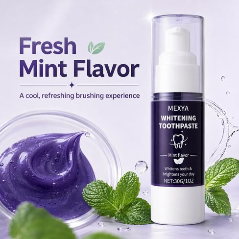 Purple Toothpaste, Color Correcting, 2 Pack, 30ml Each | Fresh mint formula in two compact tubes for home, work, travel, and daily brightening routines in Kuwait