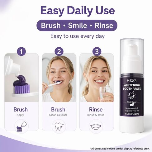 Purple Toothpaste, Color Correcting, 2 Pack, 30ml Each | Fresh mint formula in two compact tubes for home, work, travel, and daily brightening routines in Kuwait