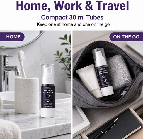 Purple Toothpaste, Color Correcting, 2 Pack, 30ml Each | Fresh mint formula in two compact tubes for home, work, travel, and daily brightening routines in Kuwait