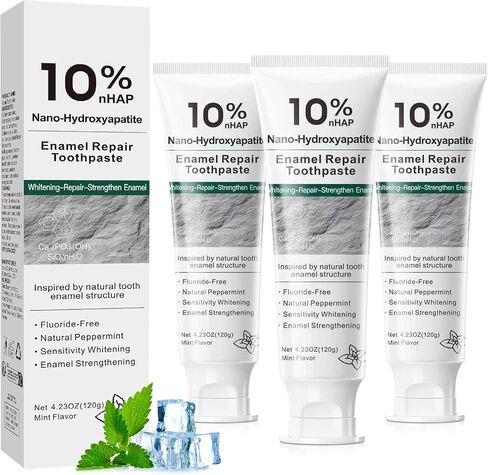 10% Nano Hydroxyapatite Toothpaste, Fluoride Free Toothpaste for Sensitive Teeth, Helps Strengthen Enamel, Freshens Breath, Daily Remineralizing Toothpaste for Adults, 2 Pack in Kuwait