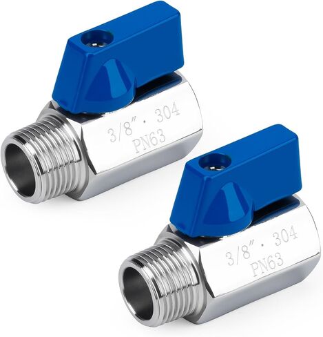 2 حزمة 1/2 "صمام كروي صغير، 304 التحكم في تدفق المياه من الفولاذ المقاوم للصدأ ذكر × أنثى NPT صمامات تصريف ملولبة مع تشغيل ربع دورة in Kuwait