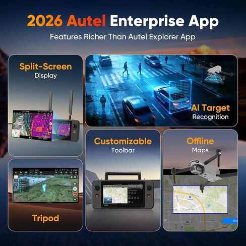 2026 Autel Robotics EVO Lite 6K Enterprise Basic Combo, 1’’ CMOS 6K Resolution, 16X Digital Zoom, 40 Minute, AI Target Recognition, 866g, 3-Way Obstacle Sensing, 39370ft (12KM) Transmission in Kuwait