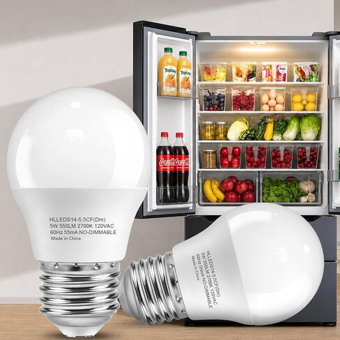 tjoy led لمبة ضوء الثلاجة، 40 واط يعادل a15 لمبة الأجهزة الصغيرة، 5000k ضوء النهار الأبيض 5w e26 قاعدة مصابيح الإضاءة الثلاجة، غير خافتة للماء مصابيح الثلاجة للفريزر، 2 حزمة in Kuwait