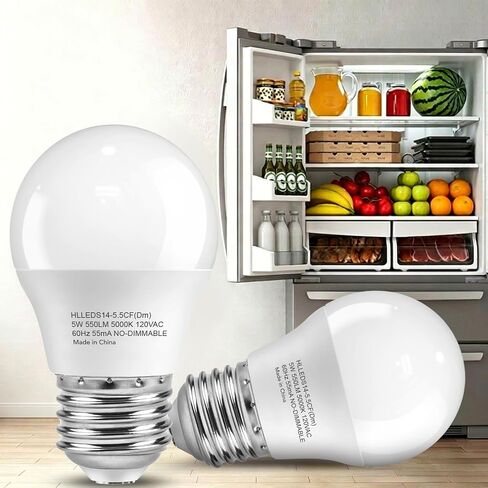 TJOY LED Refrigerator Light Bulb, 40 Watt Equivalent A15 Small Appliance Bulb, 5000K Daylight White 5W E26 Base Fridge Light Bulbs, Non-Dimmable Waterproof Fridge Light Bulbs for Freezer, 2 Pack in Saudi Arabia
