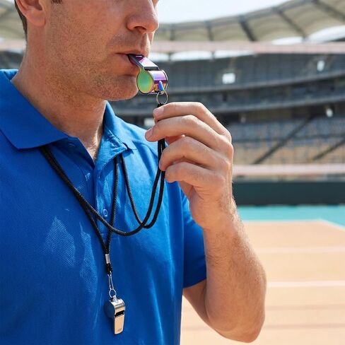 TIESOME 4Pcs Stainless Steel Whistle with Lanyard, Super Loud Sports Whistle for Referees, Coaches, Police, Emergency, and Outdoor Sports in Kuwait