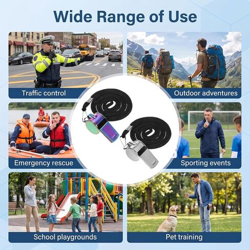 TIESOME 4Pcs Stainless Steel Whistle with Lanyard, Super Loud Sports Whistle for Referees, Coaches, Police, Emergency, and Outdoor Sports in Kuwait