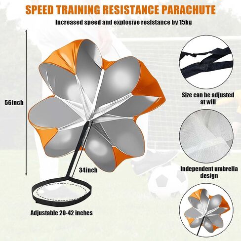 Running Speed Training, 56 inch Speed Drills Resistance Parachute Running Sprint Chute Soccer Football Sport Speed Training in Saudi Arabia