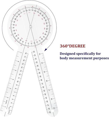 Goniometer Set of 6, 6/8/12 inch 360°Goniometer Set Protractor Angle Finder Angle Ruler Plastic Goniometer Physical Therapy for Body Measuring in Kuwait
