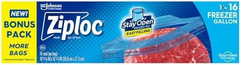 Ziploc، أكياس التجميد العلوية ذات الغلق، حزمة جالون إضافية، 16 قطعة in Kuwait
