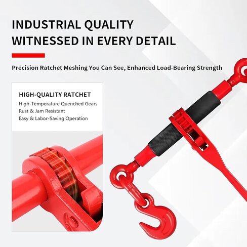 2-Pack 4.18 Ton (9,216 lbs) Heavy Duty Ratchet Binders for Chains with Non-Slip Feet, G70 Grab Hooks & Adjustable Length - Grade 70/80 Transport Chain Tie Down for Towing, Hauling, Securing in Kuwait