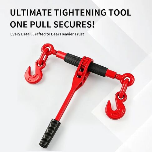 2-Pack 4.18 Ton (9,216 lbs) Heavy Duty Ratchet Binders for Chains with Non-Slip Feet, G70 Grab Hooks & Adjustable Length - Grade 70/80 Transport Chain Tie Down for Towing, Hauling, Securing in Kuwait