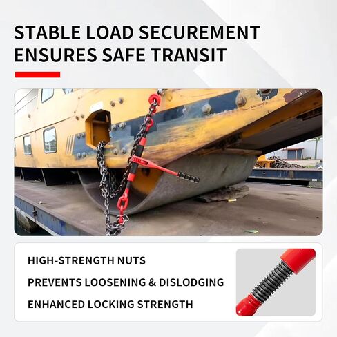 2-Pack 4.18 Ton (9,216 lbs) Heavy Duty Ratchet Binders for Chains with Non-Slip Feet, G70 Grab Hooks & Adjustable Length - Grade 70/80 Transport Chain Tie Down for Towing, Hauling, Securing in Kuwait
