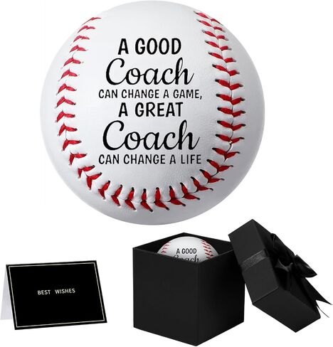 Eurzom Best Baseball Coach Gift Set Include 9 Inch Printed Leather Baseball Greeting Card and Gift Box Thank You Gifts for Coaches in Kuwait
