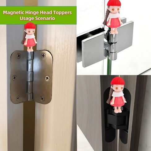 Hinge Heads Decorative Topper Set 1PCS, Home Decoration,Magnetic Hinge Head Toppers Door Hinge, Cute Mini Creative Red Hat, Red Skirt, Braided Girl Resin Ornament in Kuwait