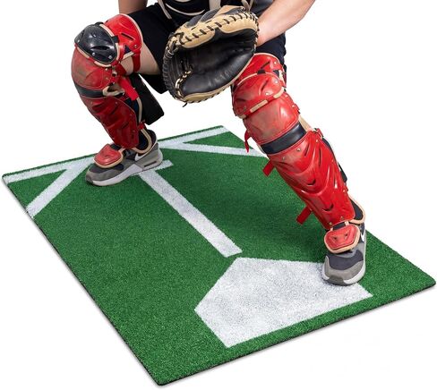Ceenna Softball/Baseball Catcher Training Mat, 48 x 24 Inch Baseball Trainer Mat for Footwork, Proper Feedback for Throwdown, Improve Quickness and Transfer Time, Muscle Memory Training in Kuwait