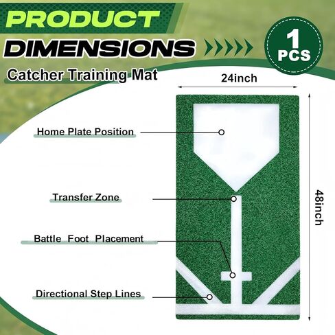 Ceenna Softball/Baseball Catcher Training Mat, 48 x 24 Inch Baseball Trainer Mat for Footwork, Proper Feedback for Throwdown, Improve Quickness and Transfer Time, Muscle Memory Training in Kuwait