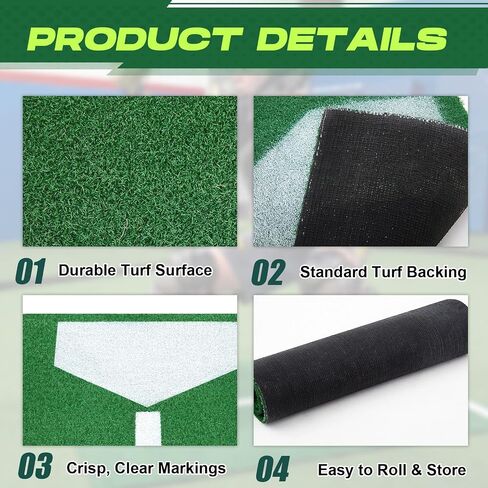 Ceenna Softball/Baseball Catcher Training Mat, 48 x 24 Inch Baseball Trainer Mat for Footwork, Proper Feedback for Throwdown, Improve Quickness and Transfer Time, Muscle Memory Training in Kuwait