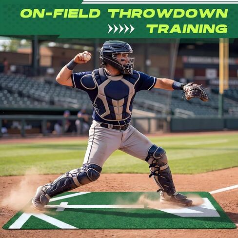 Ceenna Softball/Baseball Catcher Training Mat, 48 x 24 Inch Baseball Trainer Mat for Footwork, Proper Feedback for Throwdown, Improve Quickness and Transfer Time, Muscle Memory Training in Kuwait