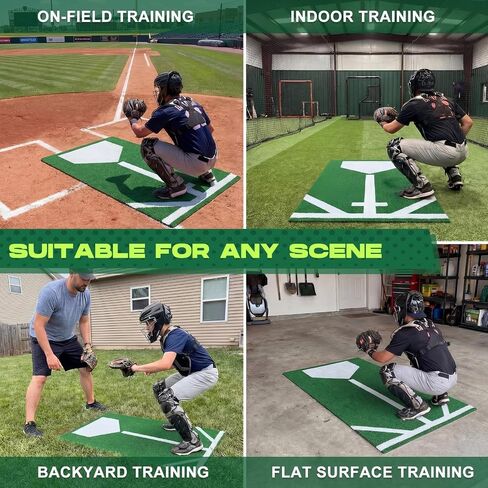 Ceenna Softball/Baseball Catcher Training Mat, 48 x 24 Inch Baseball Trainer Mat for Footwork, Proper Feedback for Throwdown, Improve Quickness and Transfer Time, Muscle Memory Training in Kuwait
