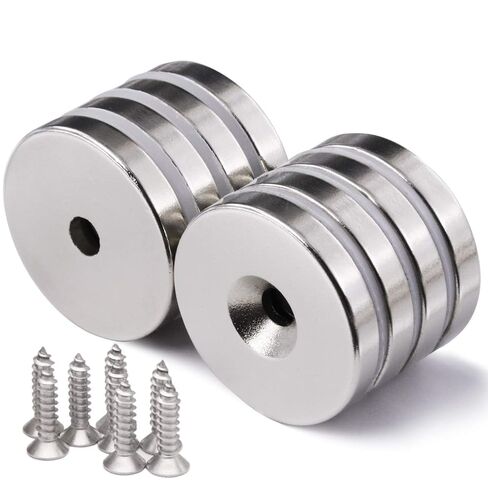 LOVIMAG Neodymium Disc Countersunk Hole Magnets, 1.26 inch x 0.2 inch Strong Permanent Rare Earth Magnets with Screws - Pack of 12 in Saudi Arabia