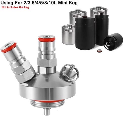 Mini Keg Dispenser Double Ball Lock Spear Stainless Steel Beer Growler Spear With 30cm Silicone Hose For 2/3.6/4/5/10L Mini Keg in Kuwait