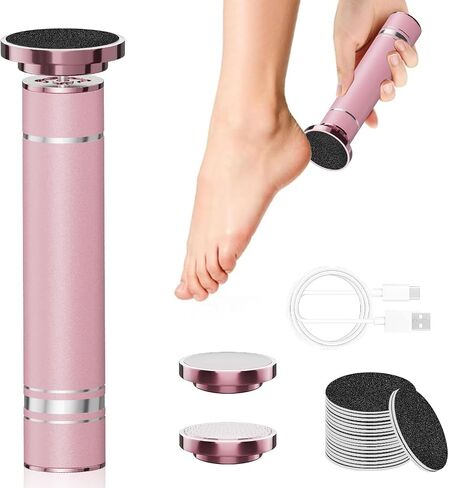 Rechargeable Electric Foot Callus Remover with Replaceable Grinding Head, Professional Aluminum Callus Remover for Feet, Dual Speed Mode Foot Files for Dead Cracked Dry Skin, Pink in Saudi Arabia