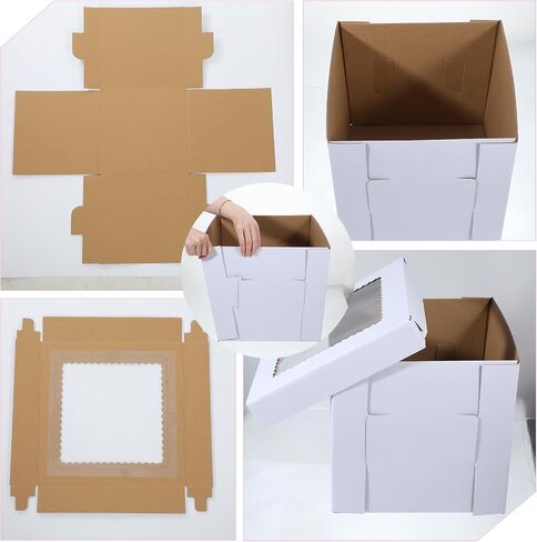 3 قطع من علب الكيك الطويلة للكعك، صندوق مخبز سميك وقوي، علب الكيك 12 × 12 × 12 بوصة مع نافذة، صناديق كيك طويلة 12 بوصة للاستعمال مرة واحدة للكعك ذات الطبقات in Kuwait