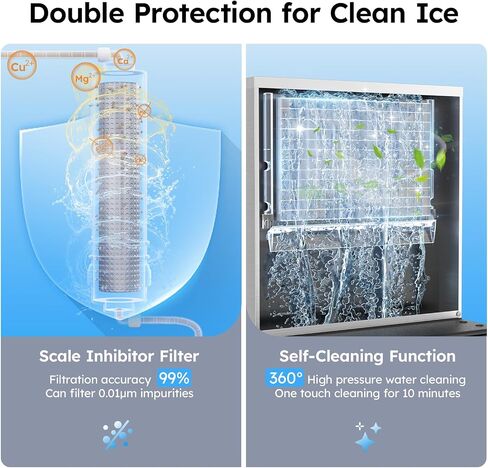 Commercial Ice Machine 550LBS/24H,Storage 400LBS,Large Industrial Ice Maker,Ice Ready in 5-15min,with Self-Cleaning Mode,with Timing Function,30 Levels of Ice Thickness Adjustment,Stainless Steel in Kuwait