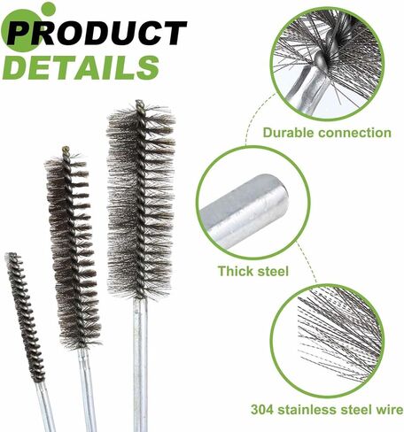 HARFINGTON 2 قطعة سلك تتحمل فرشاة 8x3/8 "1/4 بوصة عرقوب شعيرات من الفولاذ المقاوم للصدأ تنظيف فرشاة لتنظيف جزء السيارة أنبوب المطبخ المرآب in Kuwait