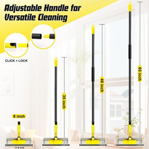 Professional Window Squeegee with 60" Extension Pole for Home | 2 in 1 Squeegee for Window Cleaning with Scrubber/ Rotatable Head for Car Glass Shower Indoor & Outdoor High Windows in Kuwait
