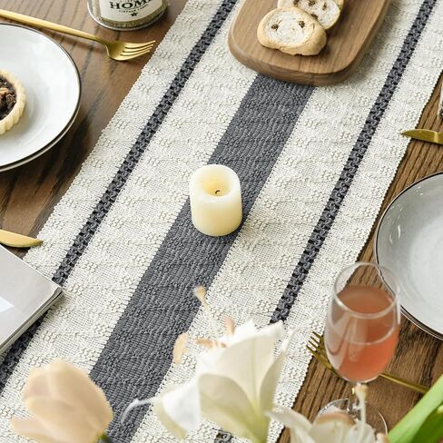 Artoid Mode Dark Grey Farmhouse Woven Rustic Table Runner, Seasonal Holiday Hollow Kitchen Dining Table Decoration for Home Party Decor 12x72 Inch in Kuwait
