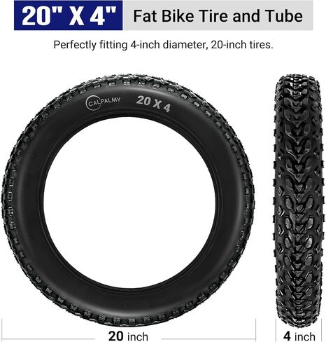 CALPALMY Replacement 20x4.0/26x4.0 Fat Bike Tires and Inner Tubes for MTB Off-Road and E-Bike - Knobby Tread All-Terrain Bicycle Tire (2-Set) in Kuwait