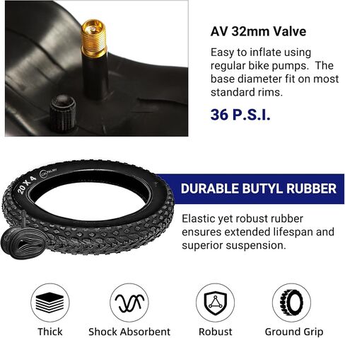 CALPALMY Replacement 20x4.0/26x4.0 Fat Bike Tires and Inner Tubes for MTB Off-Road and E-Bike - Knobby Tread All-Terrain Bicycle Tire (2-Set) in Kuwait