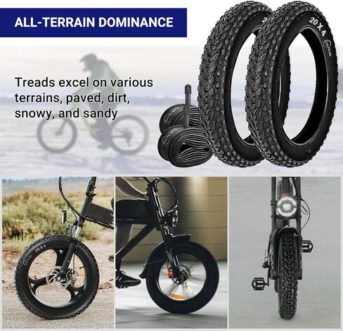 CALPALMY Replacement 20x4.0/26x4.0 Fat Bike Tires and Inner Tubes for MTB Off-Road and E-Bike - Knobby Tread All-Terrain Bicycle Tire (2-Set) in Kuwait