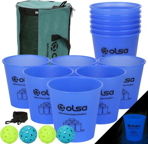 Olsa Giant Yard Pong Outdoor Games, Classic Toss Games for Beach Camping Lawn Backyard Party, Indoor Outdoor Game for Adults (Blue Glow in Dark) in Saudi Arabia